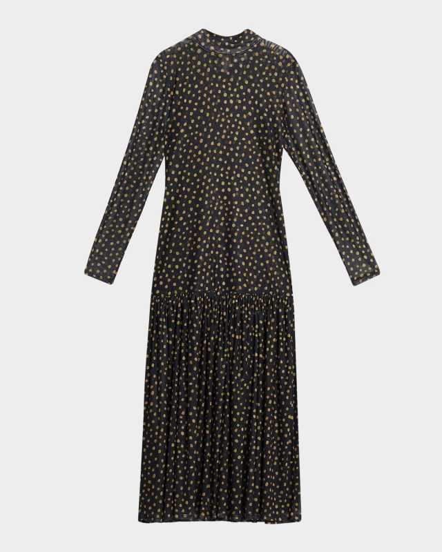 Leylani Polka-Dot Mesh Maxi Dress